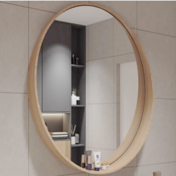 מראה עגולה עם מסגרת מעץ, קוטר 600 מ"מ, דגם MRW