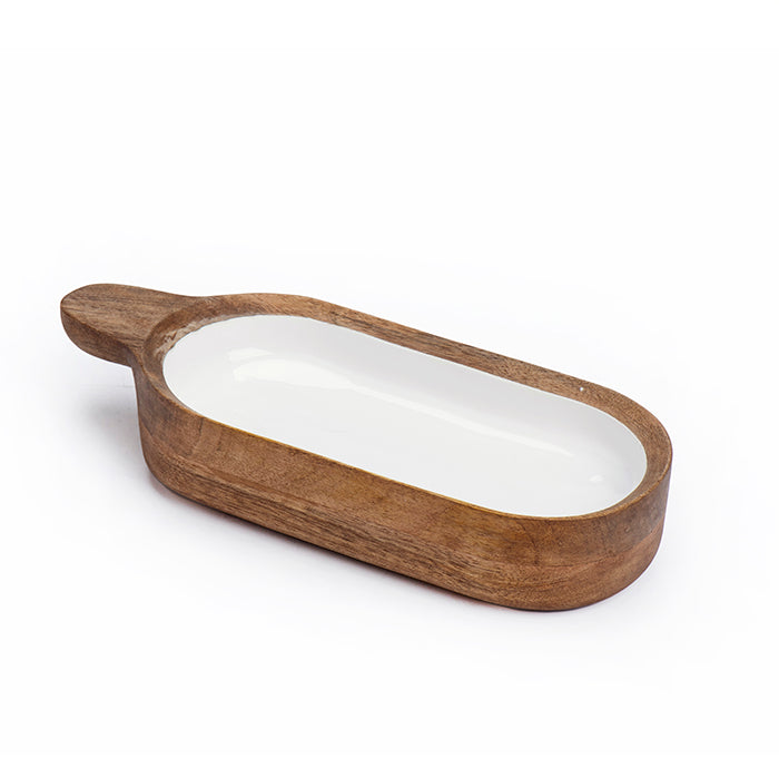 קערה אובאלית עץ פאודר ווייט