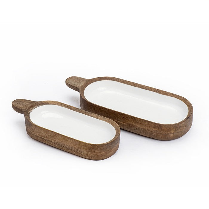 קערה אובאלית עץ פאודר ווייט