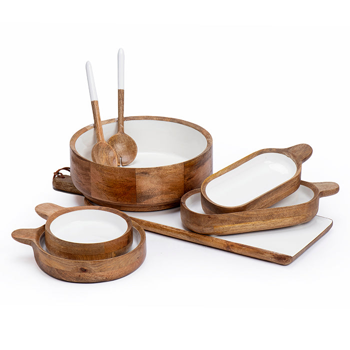 קערה אובאלית עץ פאודר ווייט